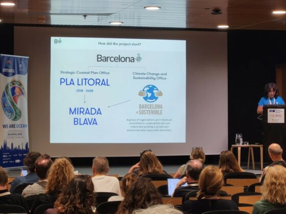 Sessió de l’EMSEA Conference 2026 amb una presentació sobre Mirada Blava davant del públic.